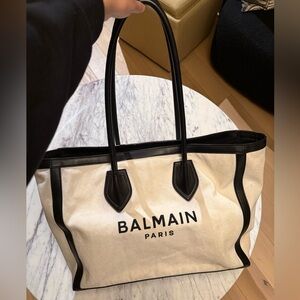 Balmain b-army Canvas tote in Black/White